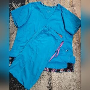 Vera Bradley Teal Top with Floral Trim